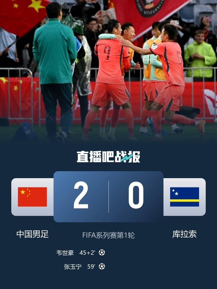 國足2-0完勝世界杯新軍庫拉索 張玉寧傳射主導戰術勝利