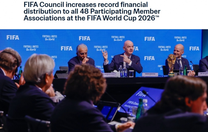 FIFA大會通過捂嘴紅牌、黃牌清零等多項改革，2026世界杯分成增至8.71億